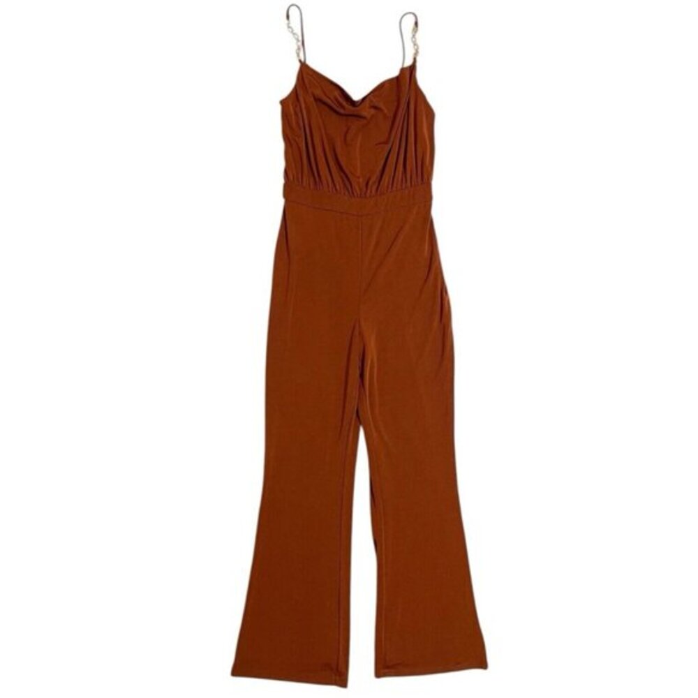 Jason Wu Jumpsuit Brown Emmett Stretch Embellished Rhinestones SZ M NWT $325